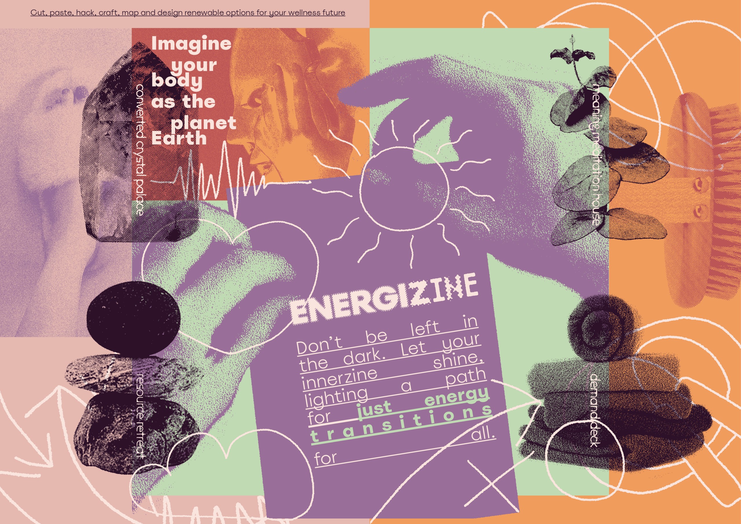 A graphic image in bright colours advertising the Energizine workshop